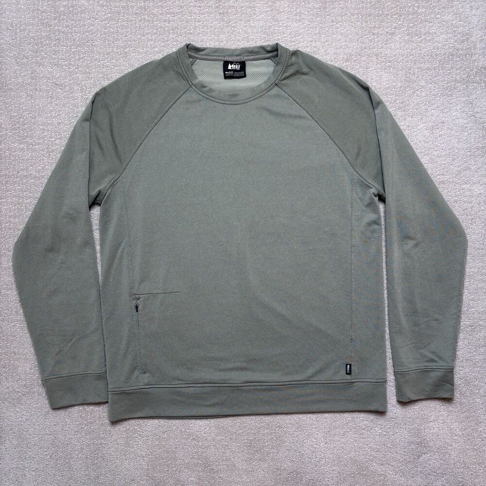 REI Co-op Beyonder Crewneck Sweatshirt Men's Sz M Green Hiking Outdoor Gorpcore